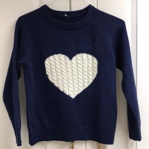 Sweet Heart Knit Sweater in Navy and White Sz.S/M